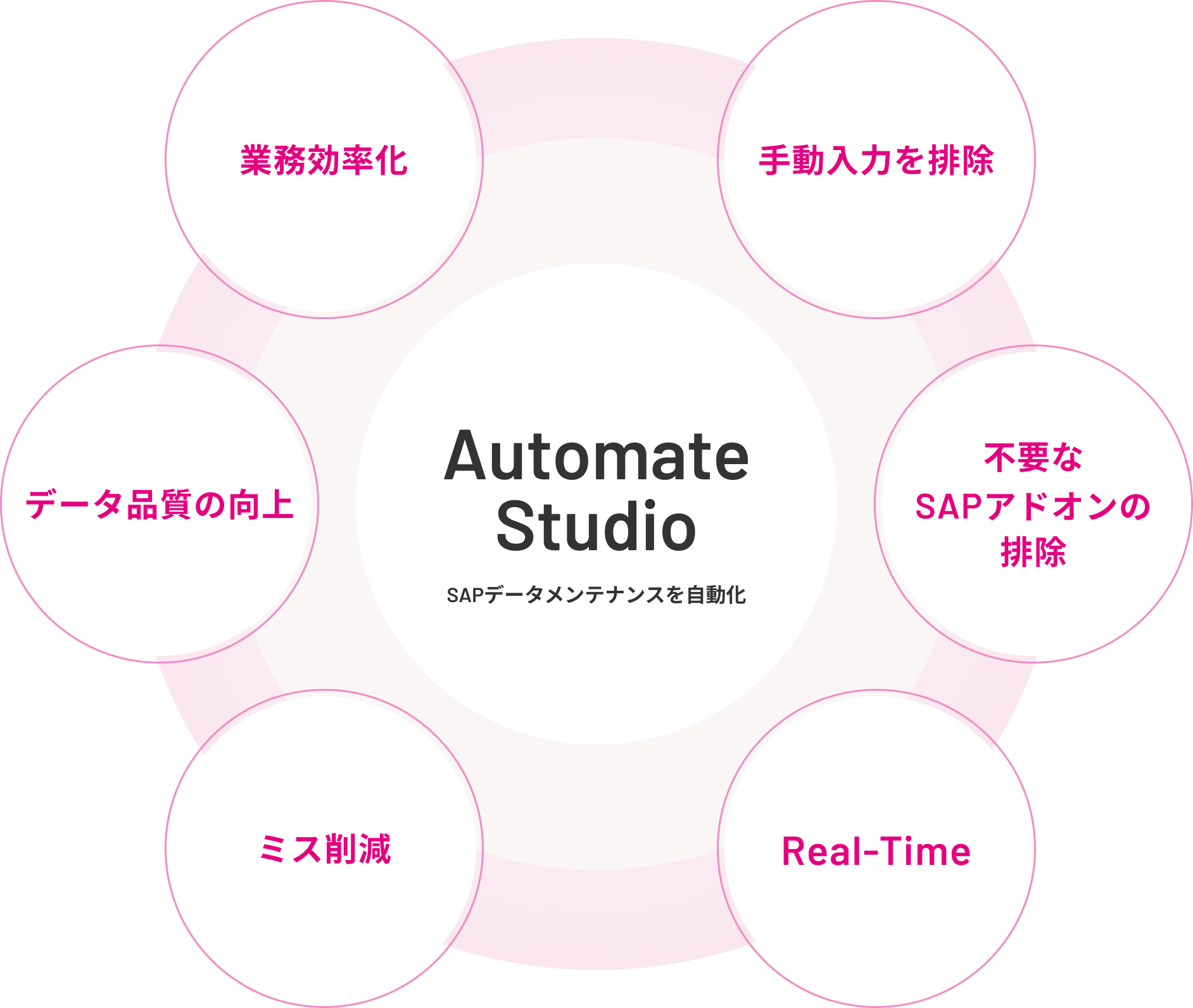 Automate Studio SAPデータメンテナンスを自動化 業務効率化・手動入力を排除・不要なSAPアドオンの排除・Real-Time・ミス削減・データ品質の向上・業務効率化